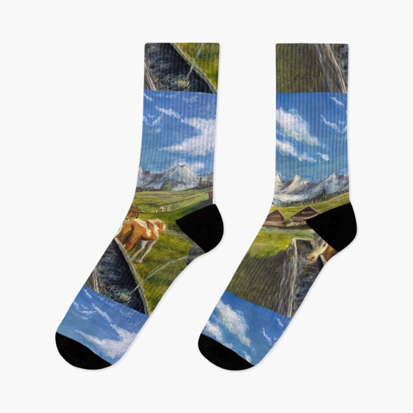 Item preview, Alpine Landscape with Cow at the Watering Hole designed and sold by ForsterDesign.
