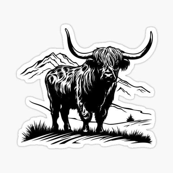Vista previa del artículo con la obra «Vaca de las Tierras Altas, Ganado Peludo, Raza Escocesa, Granja Lechera», diseñado y vendido por inkoutninja.