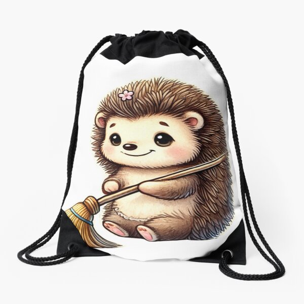 Item preview, Adorable Hedgehog with a Broom designed and sold by peacefulgift.studio.