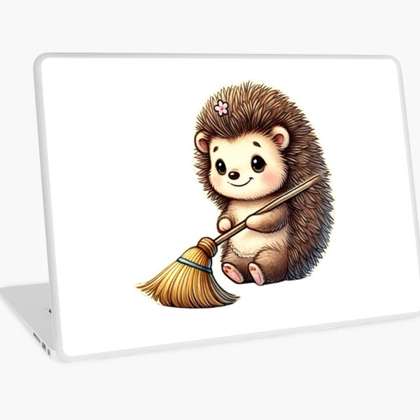 Item preview, Adorable Hedgehog with a Broom designed and sold by peacefulgift.studio.