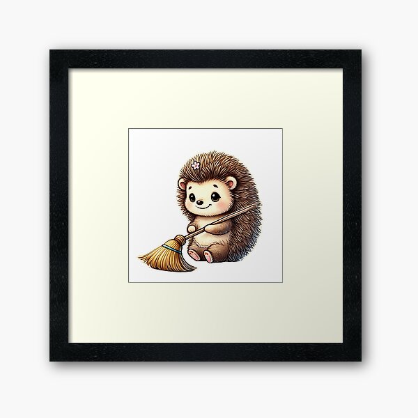 Item preview, Adorable Hedgehog with a Broom designed and sold by Lovely store.