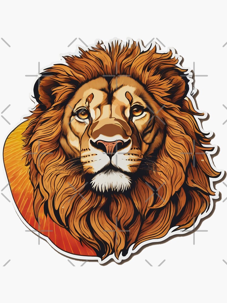 Thumbnail 3 of 3, Sticker, Regal Radiance: The Lion's Gaze designed and sold by Coollzone.