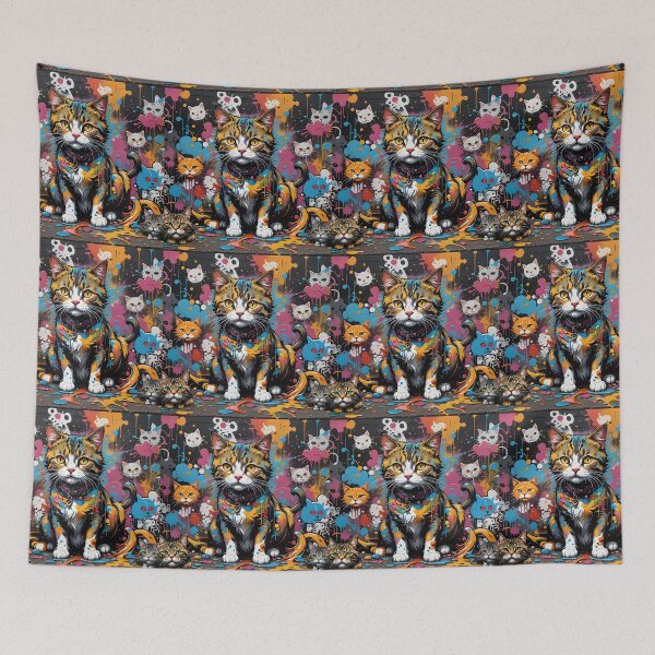 Aperçu de l'œuvre Chat domestique graffiti Urban Whiskers créée et vendue par SandyMDesigns.