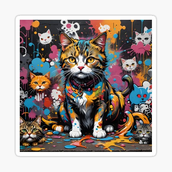 Urban Whiskers Graffiti House Cat Sticker