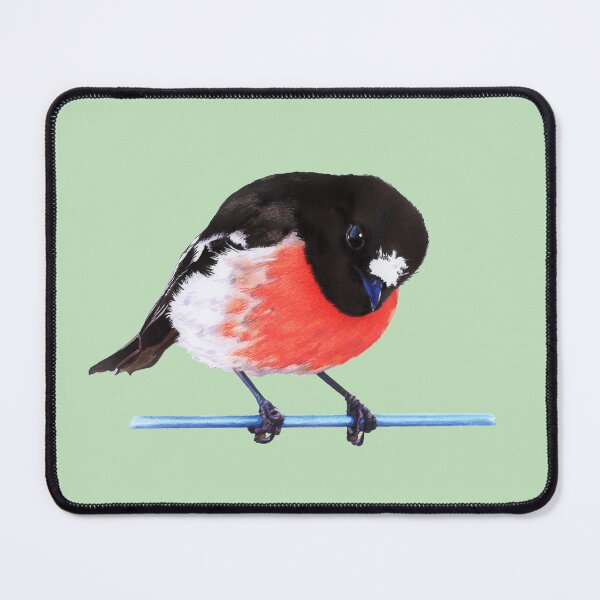 Item preview, Scarlet Robin on a wire with pale green background designed and sold by DingbatDesigns.