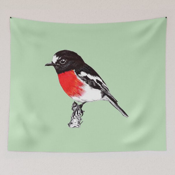 Item preview, Scarlet Robin on a pale green background designed and sold by DingbatDesigns.