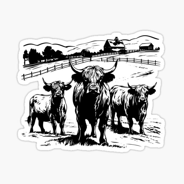 Vista previa del artículo con la obra «Vaca de las Tierras Altas, raza de ganado de pelo largo, granja lechera escocesa de carne de vacuno», diseñado y vendido por inkoutninja.