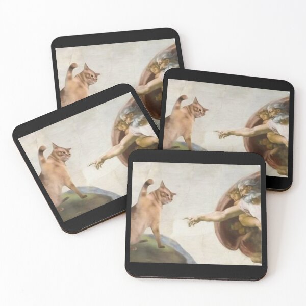 Item preview, Funny Cat God Creation of Adam Meme Michelangelo Jesus Art Graphic designed and sold by Damcoc.