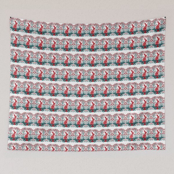 Item preview, Folk Art Bunny Pattern Canvas Print designed and sold by FestivityFinds.