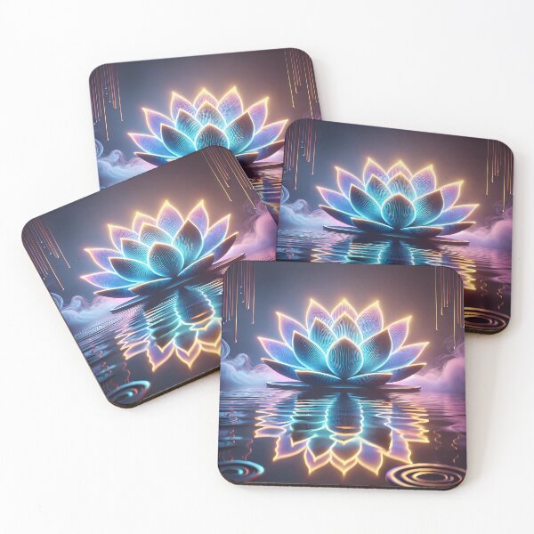 Item preview, Neon Lotus Reflection – Mystical Glow on Water designed and sold by FusionCipher.