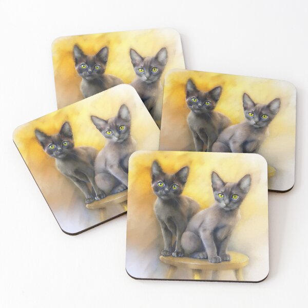 Item preview, Burmese Cat Duo | Elegant Watercolor Cat Painting designed and sold by Michael van der Hoorn.