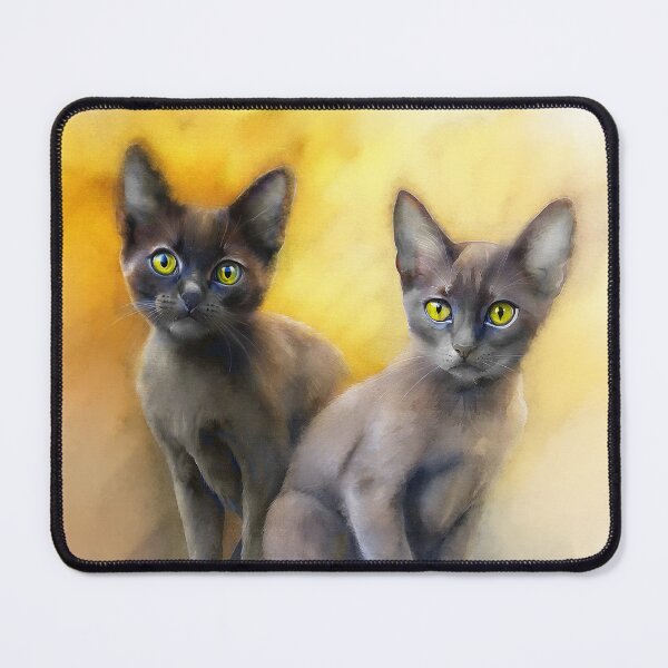 Item preview, Burmese Cat Duo | Elegant Watercolor Cat Painting designed and sold by Michael van der Hoorn.