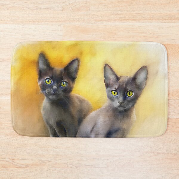Item preview, Burmese Cat Duo | Elegant Watercolor Cat Painting designed and sold by Michael van der Hoorn.