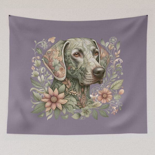 Item preview, Weimaraner Dog Botanical Nature Art Illustration2 designed and sold by BirdsnStuff.