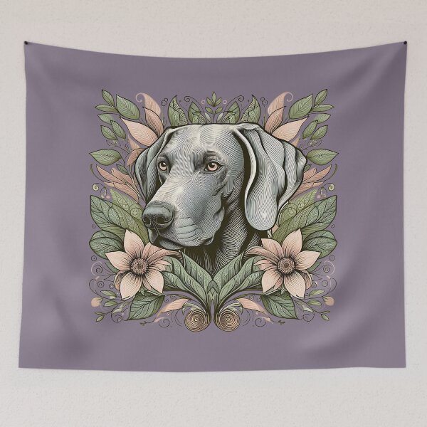 Item preview, Weimaraner Dog Botanical Nature Art Illustration3 designed and sold by BirdsnStuff.
