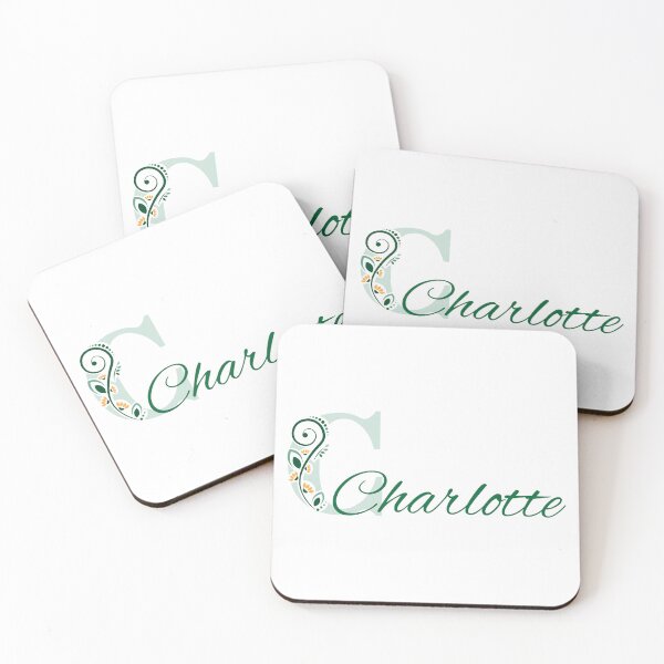 Item preview, Charlotte – Diseño floral de nombre – verde abeto y amarillo dorado – (personalizable) designed and sold by sabantha.