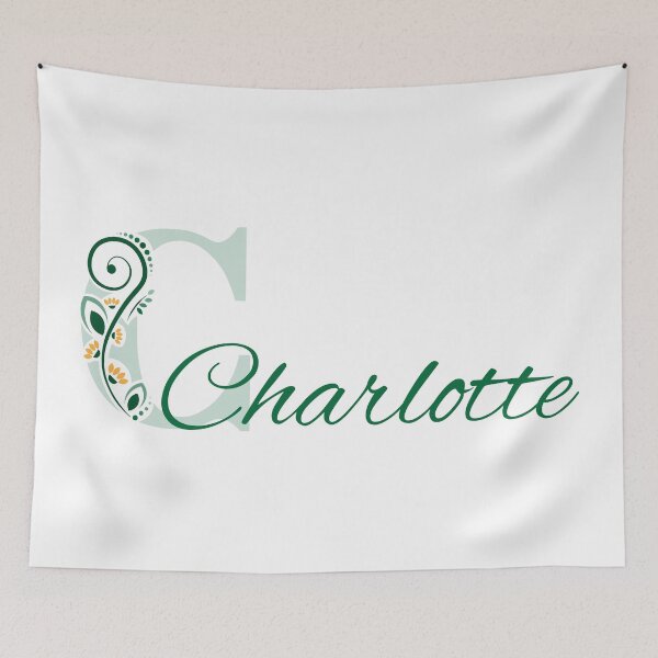 Item preview, Charlotte – Diseño floral de nombre – verde abeto y amarillo dorado – (personalizable) designed and sold by sabantha.