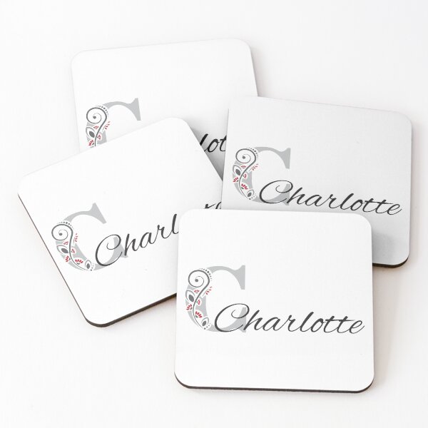 Item preview, Charlotte – Diseño floral de nombre - Gris plateado, rojo y antracita - (personalizable) designed and sold by sabantha.