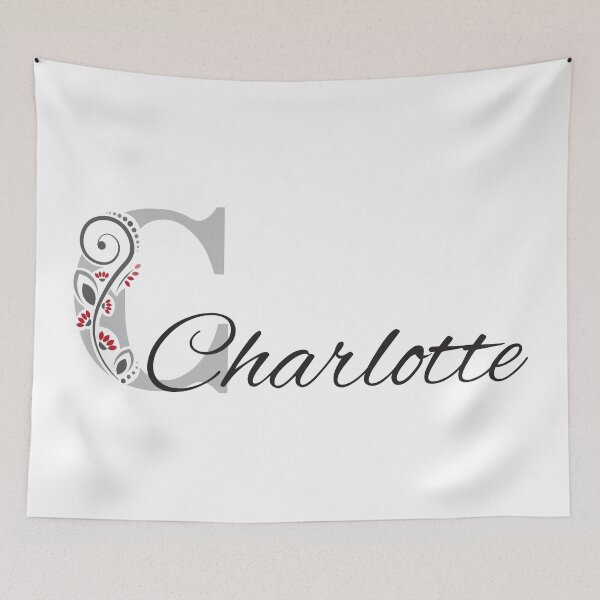 Item preview, Charlotte – Diseño floral de nombre - Gris plateado, rojo y antracita - (personalizable) designed and sold by sabantha.