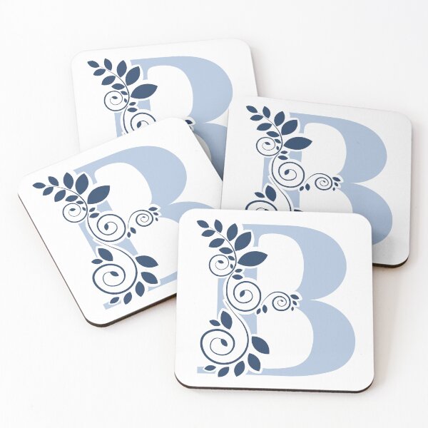 Item preview, Monograma floral – Letra B – Azul paloma y azul marino oscuro – (Personalizable) designed and sold by sabantha.