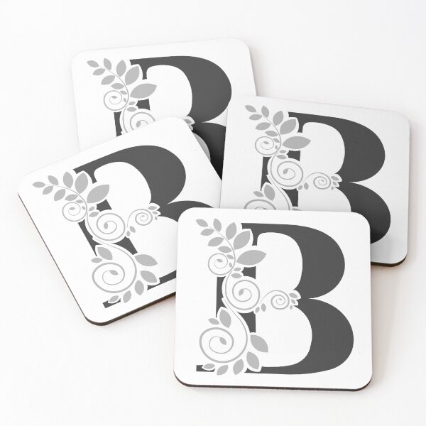 Item preview, Floral Monogram – Letter B – Charcoal Grey & Silver Grey – (customizable) designed and sold by sabantha.