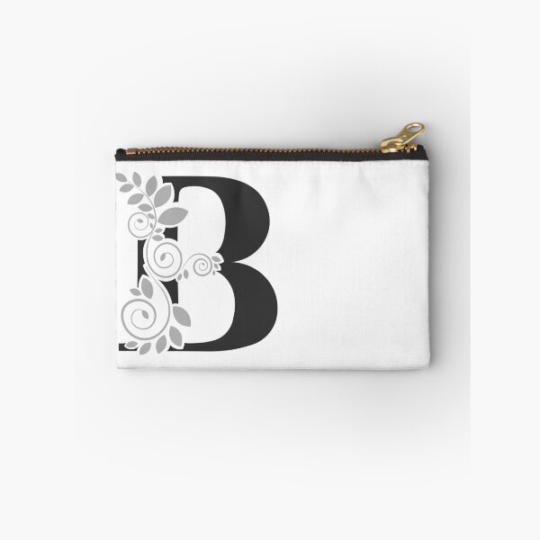 Item preview, Floral Monogram – Letter B – Charcoal Grey & Silver Grey – (customizable) designed and sold by sabantha.
