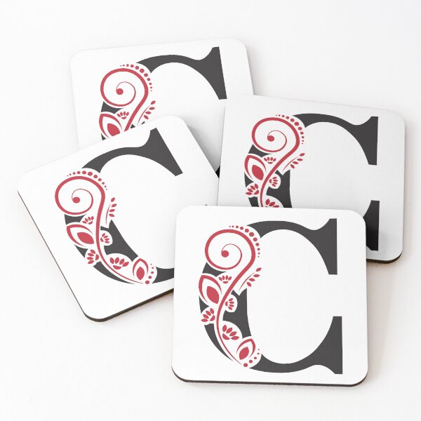 Item preview, Monograma floral – Letra C – Rojo y negro – (Personalizable) designed and sold by sabantha.