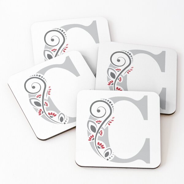 Item preview, Monograma floral – Letra C – Tonos de gris y rojo – (Personalizable) designed and sold by sabantha.