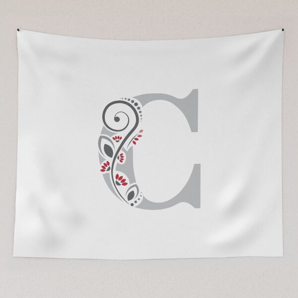 Item preview, Monograma floral – Letra C – Tonos de gris y rojo – (Personalizable) designed and sold by sabantha.
