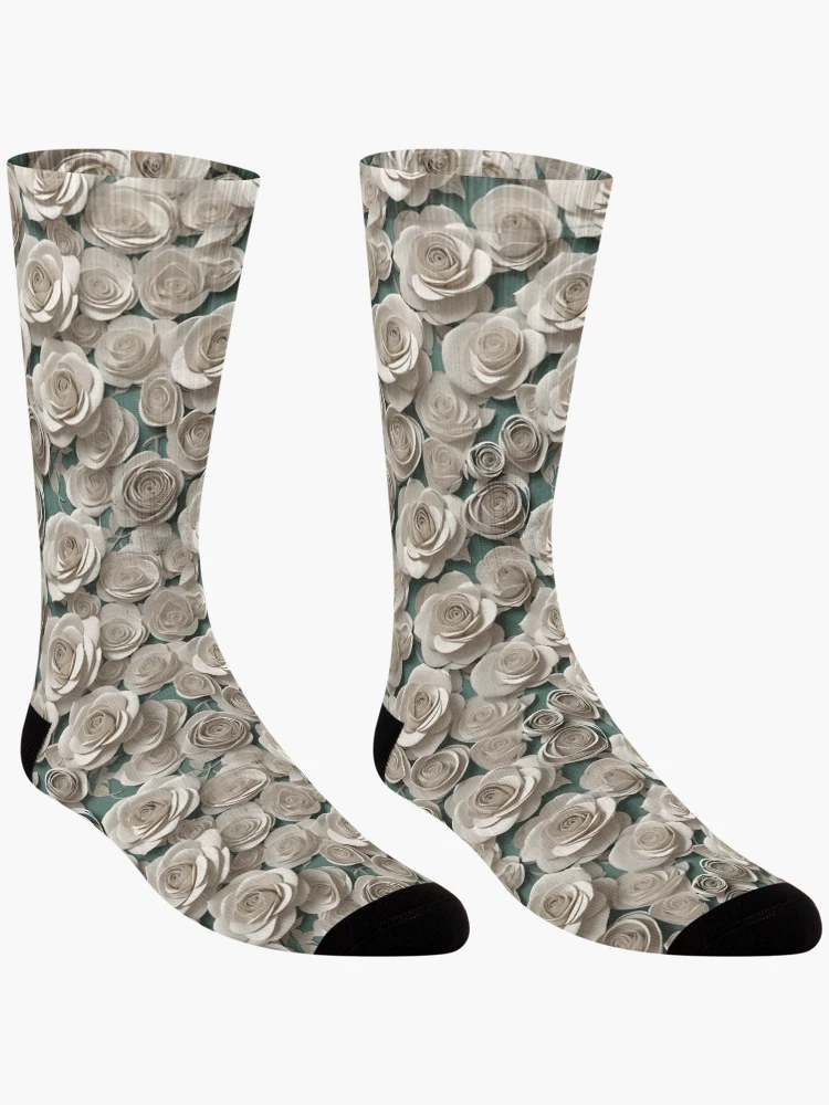 Thumbnail 3 of 5, Socks, Paper Roses Pattern Design (3D) 14 designed and sold by Domo-Design.
