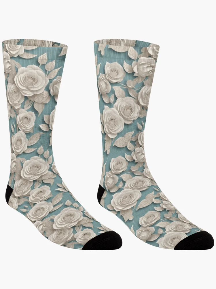 Thumbnail 3 of 5, Socks, Paper Roses Pattern Design (3D) 15 designed and sold by Domo-Design.
