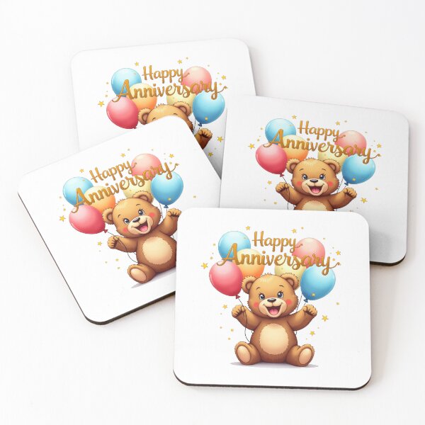 Item preview, Happy anniversary, cute teddy bear with balloons. designed and sold by nicnacc.