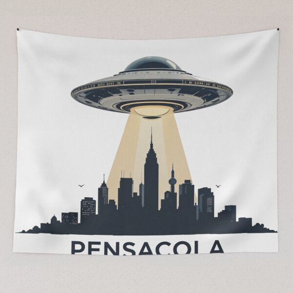 Item preview, Pensacola UFO Invasion - Sci-Fi Cityscape Artwork designed and sold by latelierdechris.