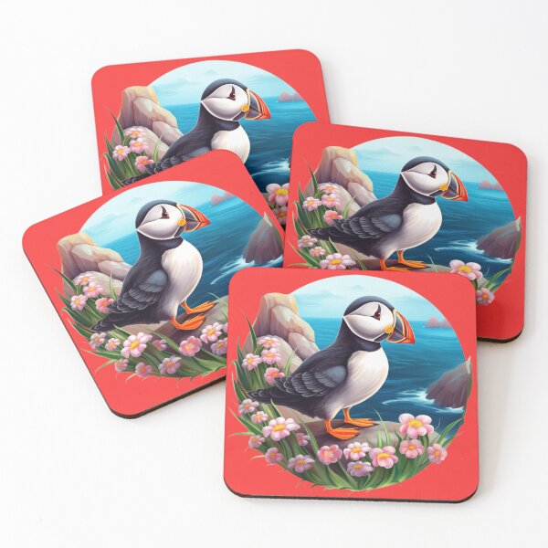 Item preview, Acadia puffin, puffin, canada puffin, flowers, puffin floral, scottish puffin, birds, atlantic puffin designed and sold by happinesproject.