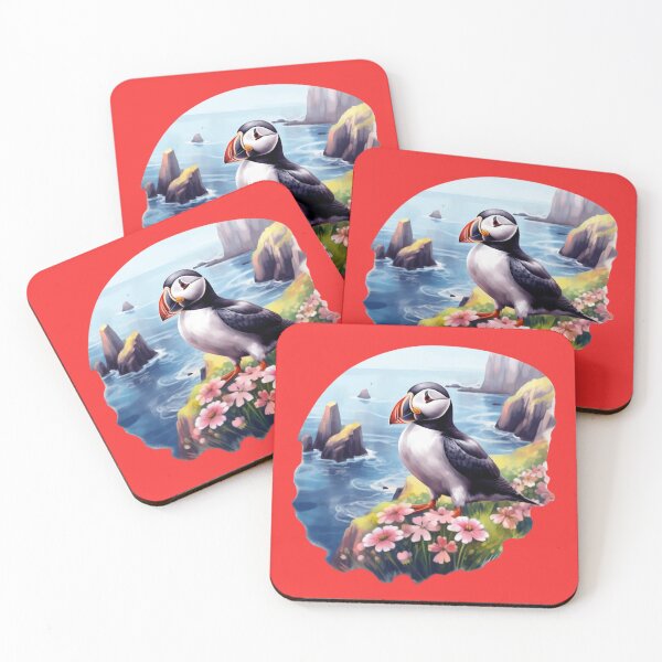Item preview, Acadia puffin, puffin, canada puffin, flowers, puffin floral, scottish puffin, birds, atlantic puffin designed and sold by happinesproject.