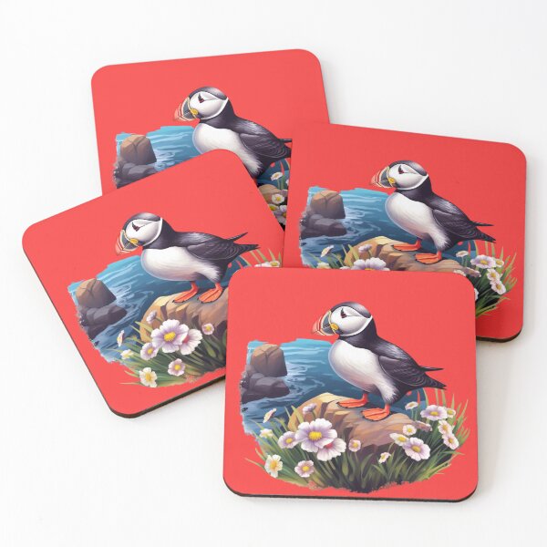 Item preview, Acadia puffin, puffin, canada puffin, flowers, puffin floral, scottish puffin, birds, atlantic puffin designed and sold by happinesproject.
