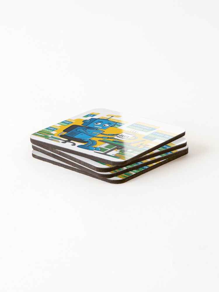 Thumbnail 4 of 5, Coasters (Set of 4), Java Programming Robot – Geek Design for Developers designed and sold by StormArte.