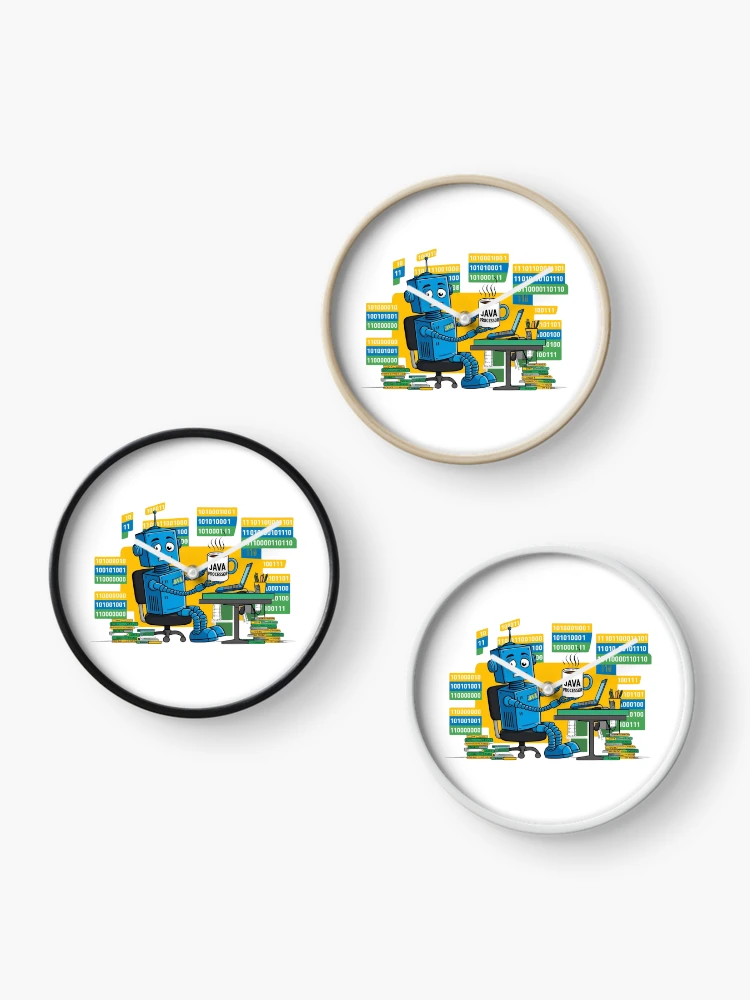 Thumbnail 3 of 4, Clock, Java Programming Robot – Geek Design for Developers designed and sold by StormArte.