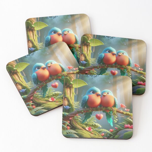 Item preview, Exotic Lovebirds in Lush Rainforest Artwork designed and sold by choder61.