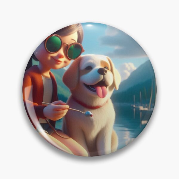 Item preview, Girl and Her Loyal Dog by the Lakeside Bridge designed and sold by choder61.