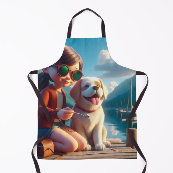 Item preview, Girl and Her Loyal Dog by the Lakeside Bridge designed and sold by choder61.