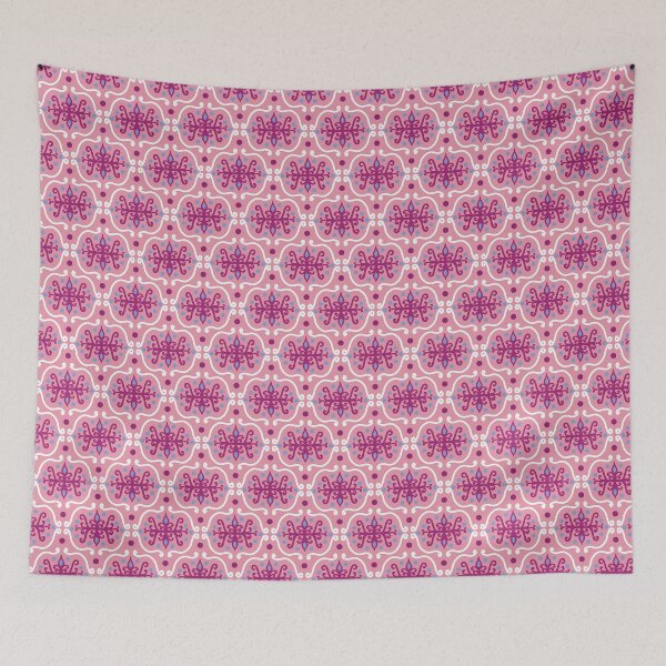 Artikelvorschau, Boho Damast Wirbelmuster in Pink, Immergrünblau und Beere entworfen und verkauft von scome.