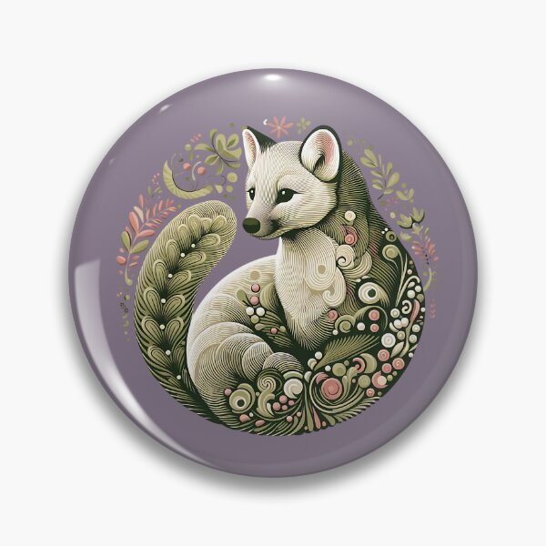 Item preview, American Marten Botanical Nature Art Illustration designed and sold by BirdsnStuff.