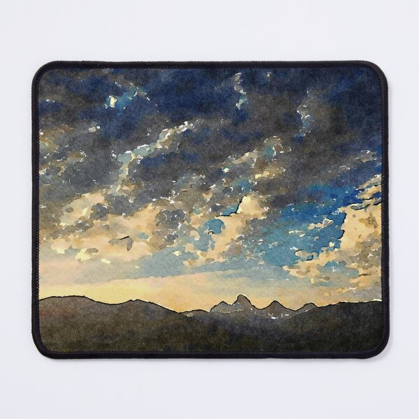 Item preview, Watercolor depiction of Teton Mountains during a vibrant sunrise from Driggs,Idaho designed and sold by GestaltImagery.