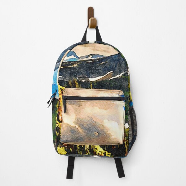 Item preview, Watercolor landscape of Glacier National Park featuring majestic mountains and lush valleys designed and sold by GestaltImagery.