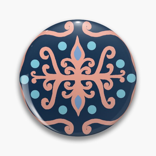Artikelvorschau, Boho Folk Art Damast Wirbelmuster in Orange, Immergrünblau, Aqua und Marine entworfen und verkauft von scome.