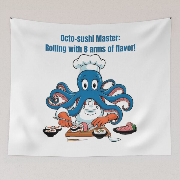 Item preview, Octopus Sushi Chef – Funny Seafood Art designed and sold by GrafiShop.