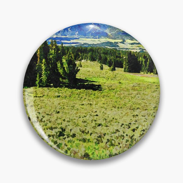 Item preview, Watercolor depiction of the Beartooth Highway landscape in Wyoming panoramic view designed and sold by GestaltImagery.