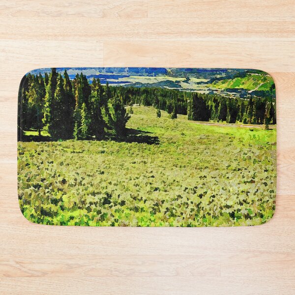 Item preview, Watercolor depiction of the Beartooth Highway landscape in Wyoming panoramic view designed and sold by GestaltImagery.
