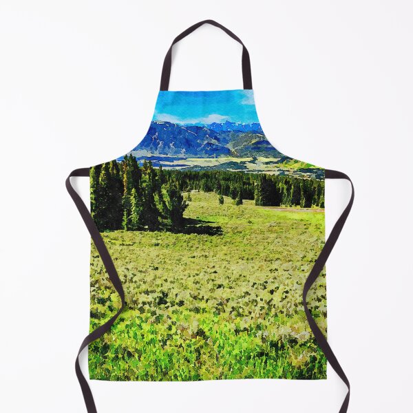 Item preview, Watercolor depiction of the Beartooth Highway landscape in Wyoming panoramic view designed and sold by GestaltImagery.